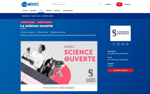 Couverture de La science ouverte - Cours - FUN MOOC